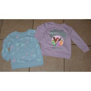 NEW NWOT Girls Sz 3 Toddler PRINCESS Lightweight Sweatshirt 2 Pc Lot DINSEY